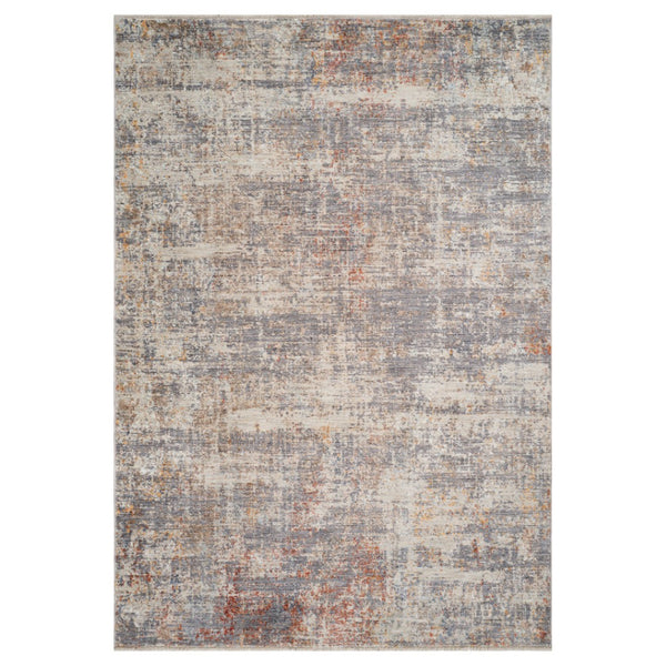 HomeRoots 5' Abstract Area Rug in Gray, Ivory & Brick Red - Stain-Resistant, Durable, Soft Polyester Design 8' X 10' 570967