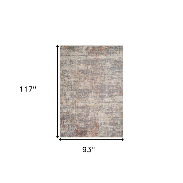 HomeRoots 5' Abstract Area Rug in Gray, Ivory & Brick Red - Stain-Resistant, Durable, Soft Polyester Design 8' X 10' 570967