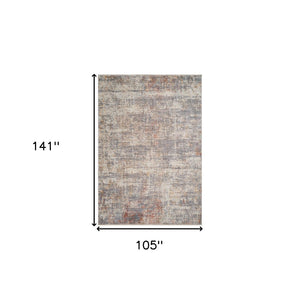 HomeRoots 5' Abstract Area Rug in Gray, Ivory & Brick Red - Stain-Resistant, Durable, Soft Polyester Design 9' X 12' 570968
