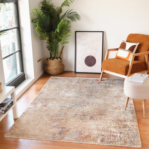 HomeRoots 5' Beige and Brown Abstract Area Rug with Fringed Edges - Modern, Soft, and Durable Design for Any Space 8' X 10' 570973
