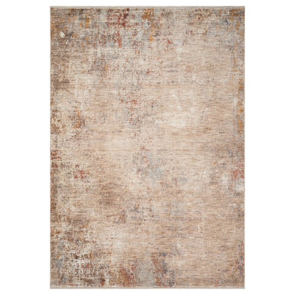 HomeRoots 5' Beige and Brown Abstract Area Rug with Fringed Edges - Modern, Soft, and Durable Design for Any Space 8' X 10' 570973