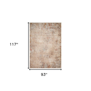 HomeRoots 5' Beige and Brown Abstract Area Rug with Fringed Edges - Modern, Soft, and Durable Design for Any Space 8' X 10' 570973
