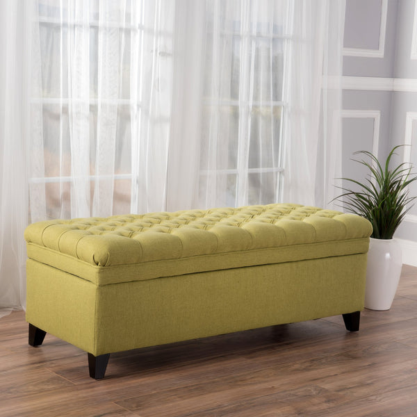 English Elm Christopher Knight Home® - Juliana Storage Ottoman – Stylish Green Upholstered Seat With Hidden Storage For Living Room Essentials 57741.00GRN
