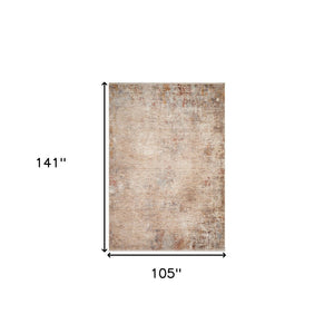 HomeRoots 5' Beige and Brown Abstract Area Rug with Fringed Edges - Modern, Soft, and Durable Design for Any Space 9' X 12' 570974