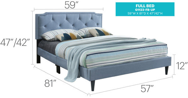 English Elm Deb Contemporary Tufted Headboard Bed with Adjustable Height, All-in-One Box for Easy Setup Blue 5.5 L x 22.5 W x 59.5 H B078112139