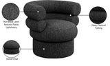 Valentina Black Linen Textured Fabric Accent Swivel Chair 570Black Meridian Furniture