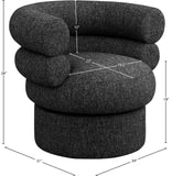 Valentina Black Linen Textured Fabric Accent Swivel Chair 570Black Meridian Furniture