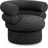 Valentina Black Linen Textured Fabric Accent Swivel Chair 570Black Meridian Furniture