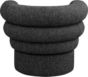 Valentina Black Linen Textured Fabric Accent Swivel Chair 570Black Meridian Furniture