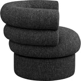 Valentina Black Linen Textured Fabric Accent Swivel Chair 570Black Meridian Furniture