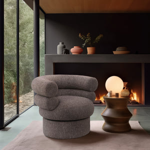 Valentina Brown Linen Textured Fabric Accent Swivel Chair 570Brown Meridian Furniture