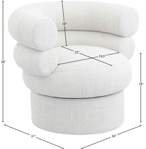 Valentina Cream Linen Textured Fabric Accent Swivel Chair 570Cream Meridian Furniture