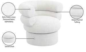 Valentina Cream Linen Textured Fabric Accent Swivel Chair 570Cream Meridian Furniture