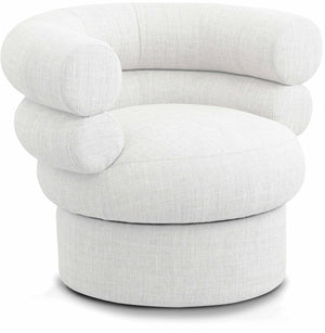 Valentina Cream Linen Textured Fabric Accent Swivel Chair 570Cream Meridian Furniture