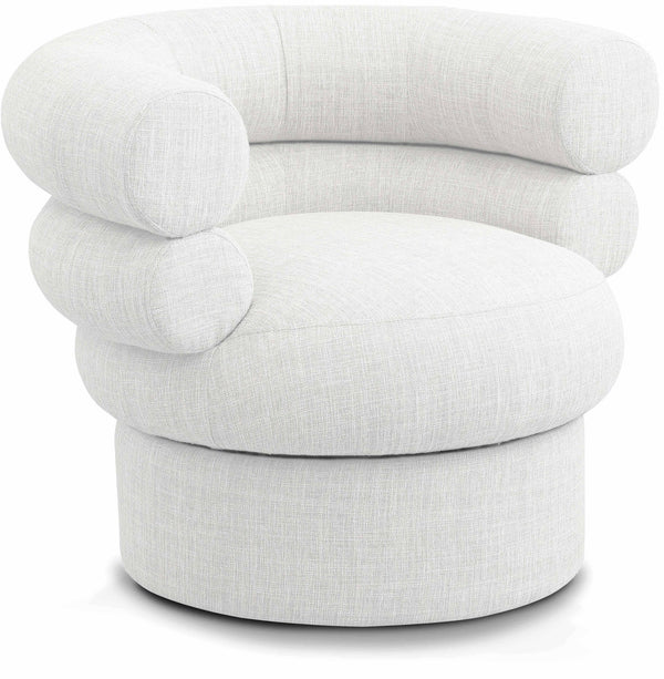 Valentina Cream Linen Textured Fabric Accent Swivel Chair 570Cream Meridian Furniture