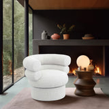 Valentina Cream Linen Textured Fabric Accent Swivel Chair 570Cream Meridian Furniture