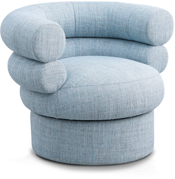 Valentina Light Blue Linen Textured Fabric Accent Swivel Chair 570LtBlu Meridian Furniture
