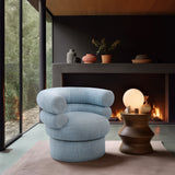 Valentina Light Blue Linen Textured Fabric Accent Swivel Chair 570LtBlu Meridian Furniture