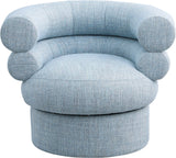 Valentina Light Blue Linen Textured Fabric Accent Swivel Chair 570LtBlu Meridian Furniture