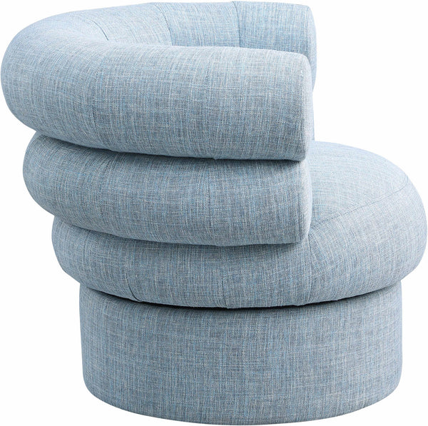 Valentina Light Blue Linen Textured Fabric Accent Swivel Chair 570LtBlu Meridian Furniture