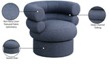 Valentina Dark Navy Linen Textured Fabric Accent Swivel Chair 570Navy Meridian Furniture