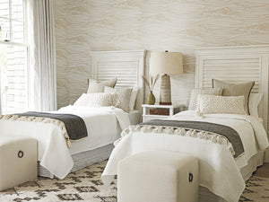 Lexington Tommy Bahama Home Jupiter Ottoman - Coastal Elegance In Shell White Finish With Natural Textures And Aged Pewter Accents   7758-44-41