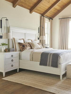 Lexington Tommy Bahama Home Bonita Nightstand - Coastal Elegance With 3 Drawers, Shell White Finish, And Custom Aged Pewter Hardware Caribbean Sands  570-621