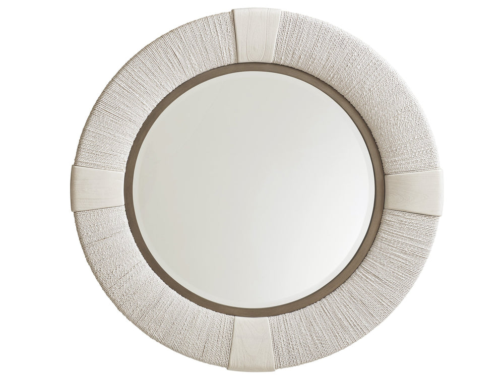 Lexington Tommy Bahama Home Seacroft Round Mirror - Coastal Elegance With Twisted Lampakanai Frame And Burnished Pewter Accent Caribbean Sands  570-201