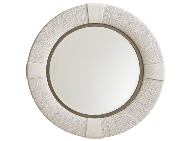 Lexington Tommy Bahama Home Seacroft Round Mirror - Coastal Elegance With Twisted Lampakanai Frame And Burnished Pewter Accent Caribbean Sands  570-201