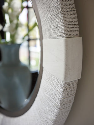 Lexington Tommy Bahama Home Seacroft Round Mirror - Coastal Elegance With Twisted Lampakanai Frame And Burnished Pewter Accent Caribbean Sands  570-201