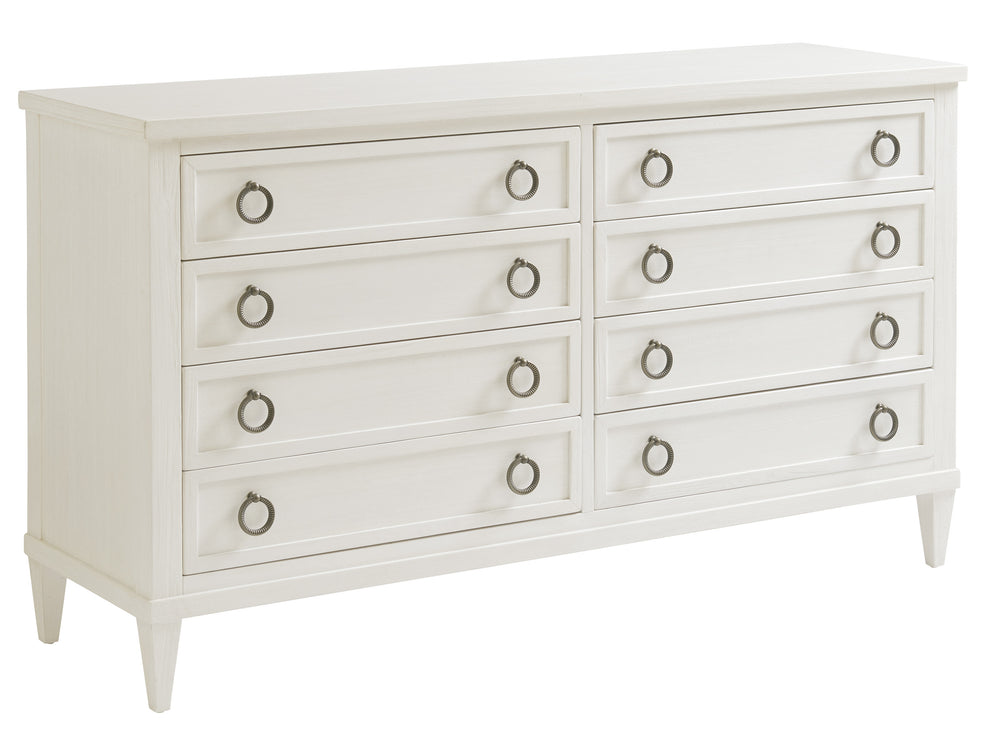 Lexington Tommy Bahama Home Kings Bay Double Dresser - Coastal Elegance With 8 Drawers, Aged Pewter Hardware, And Tapered Feet Caribbean Sands  570-222