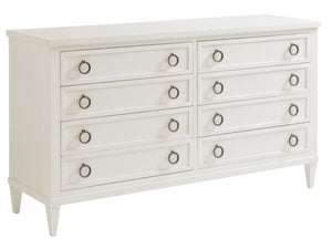 Lexington Tommy Bahama Home Kings Bay Double Dresser - Coastal Elegance With 8 Drawers, Aged Pewter Hardware, And Tapered Feet Caribbean Sands  570-222