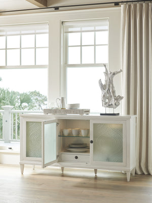 Lexington Tommy Bahama Home Turtle Coastal Living Buffet With Textured Glass Doors, Adjustable Shelves & Dimmable Led Lighting Caribbean Sands  570-852