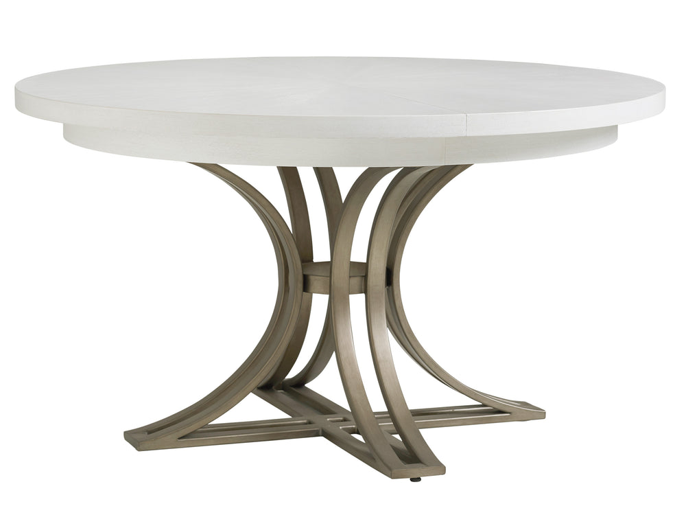 Lexington Tommy Bahama Home Savannah Round Dining Table - Coastal Elegance With Radial Matched Veneer Top And Burnished Pewter Base Caribbean Sands  570-875c