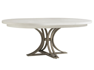 Lexington Tommy Bahama Home Savannah Round Dining Table - Coastal Elegance With Radial Matched Veneer Top And Burnished Pewter Base Caribbean Sands  570-875c