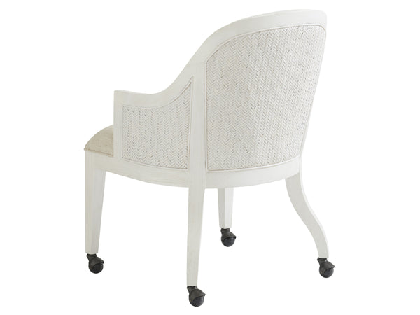 Lexington Tommy Bahama Home Bayview Arm Chair - Coastal Elegance With Woven Rattan & Stain-resistant Fabric For Relaxed Living Caribbean Sands  570-887-01