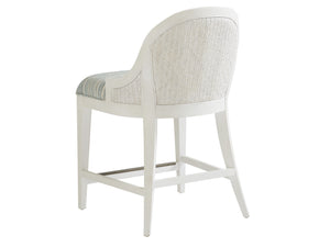 Lexington Tommy Bahama Home Lantana Coastal Bar Stool - Relaxed Elegance With Woven Materials & Mahogany In Shell White Finish Caribbean Sands  570-895-40