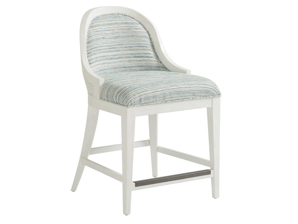Lexington Tommy Bahama Home Lantana Coastal Bar Stool - Relaxed Elegance With Woven Materials & Mahogany In Shell White Finish Caribbean Sands  570-895-40