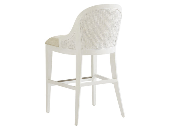 Lexington Tommy Bahama Home Lantana Coastal Bar Stool - Relaxed Elegance With Woven Materials & Mahogany In Shell White Finish Caribbean Sands  570-896-01
