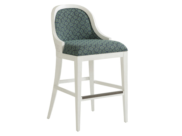 Lexington Tommy Bahama Home Lantana Coastal Bar Stool - Relaxed Elegance With Woven Materials & Mahogany In Shell White Finish Caribbean Sands  570-896-40