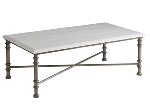 Lexington Tommy Bahama Home Flagler Coastal Elegance Cocktail Table With Beveled Santa Cruz Marble Top And Aged Pewter Base Caribbean Sands  570-943