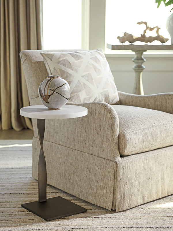 Lexington Tommy Bahama Home Rockville Coastal Martini Table With Aged Pewter Base And White Leathered Santa Cruz Marble Top Caribbean Sands  570-951