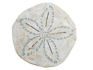 Lexington Tommy Bahama Home Sand Dollar End Table - Coastal Elegance With Unique Handcrafted Shell Inlay And Aged Pewter Base Caribbean Sands  570-956