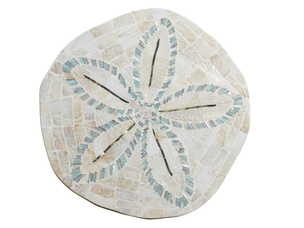 Lexington Tommy Bahama Home Sand Dollar End Table - Coastal Elegance With Unique Handcrafted Shell Inlay And Aged Pewter Base Caribbean Sands  570-956
