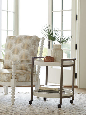 Lexington Tommy Bahama Home Osprey Coastal End Table With Gallery Trays And Antique Brass Casters For Stylish Living Spaces Caribbean Sands  570-960