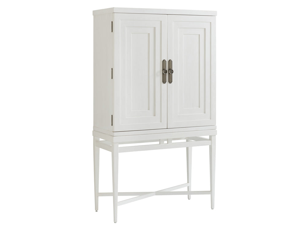 Lexington Tommy Bahama Home Jensen Beach Bar Cabinet - Coastal Elegance With Mirrored Back, Led Lighting, And Adjustable Shelves Caribbean Sands  570-961c