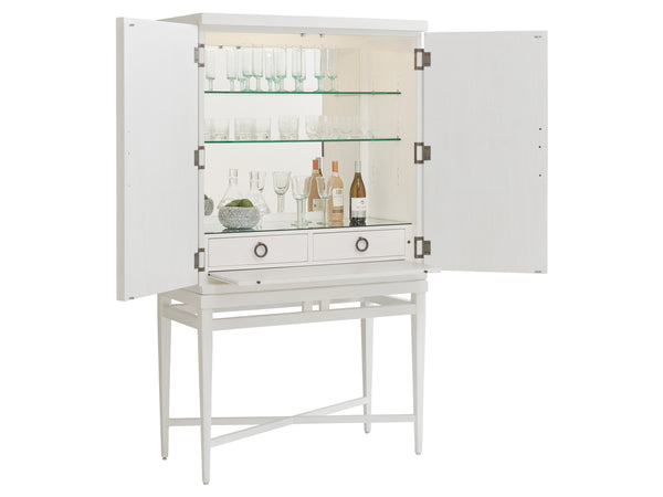 Lexington Tommy Bahama Home Jensen Beach Bar Cabinet - Coastal Elegance With Mirrored Back, Led Lighting, And Adjustable Shelves Caribbean Sands  570-961c