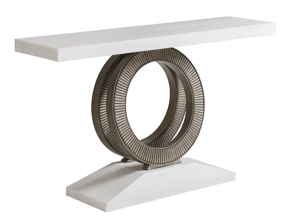 Lexington Tommy Bahama Home Wayfarer Coastal Console Table With Santa Cruz Marble Top And Aged Pewter Accents For Elegance Caribbean Sands  570-966c