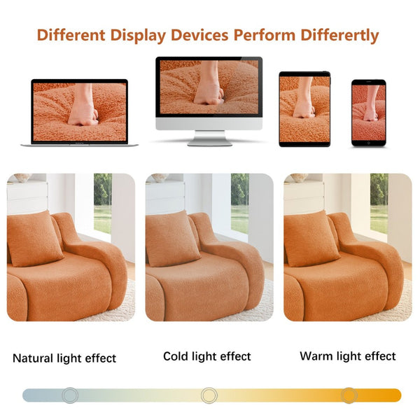 English Elm U-Shaped Cozy Teddy Fabric Sectional Sofa - No Assembly, Ergonomic Support, Anti-Slip Design, Orange W714S01451-GIGA