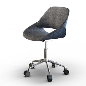 English Elm Malden Mid-Century Modern Office Chair in Grey Fabric — Curved Padded Seat, Chrome Swivel Base, Adjustable B136P158898